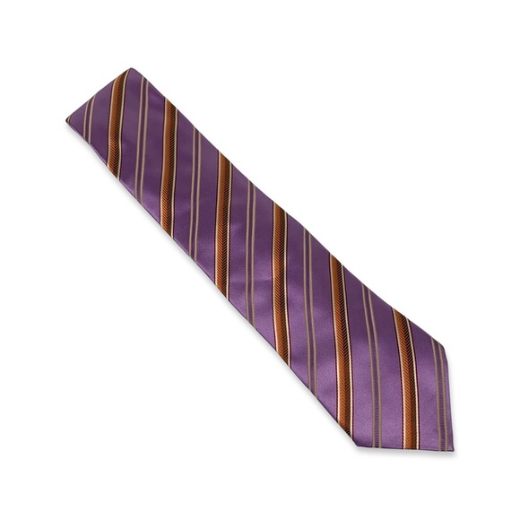 Ermenegildo Zegna Other - Ermenegildo Zenga 100% Silk Purple and Orange Striped Tie